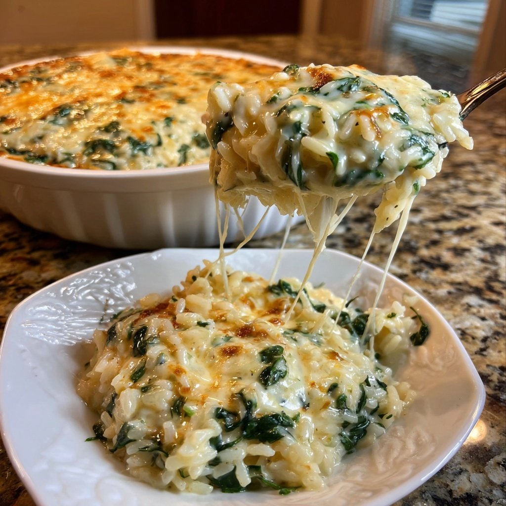 Creamy Garlic Rice with Spinach