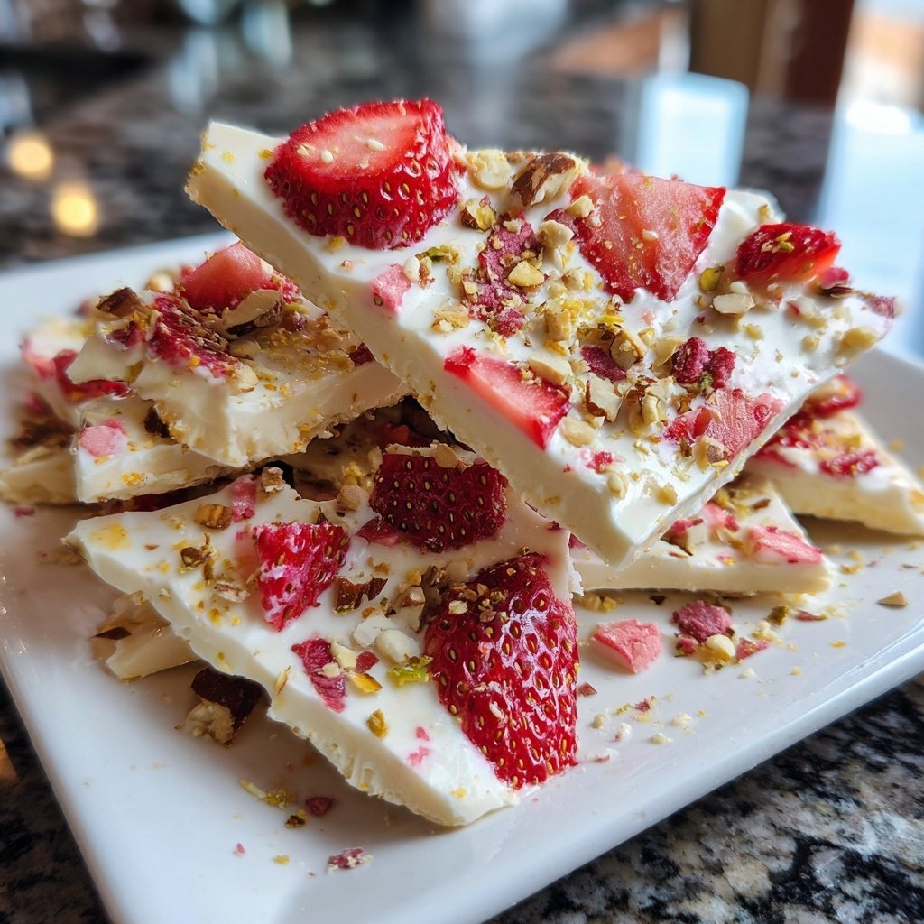 Valentines Treats Strawberry Yogurt Bark