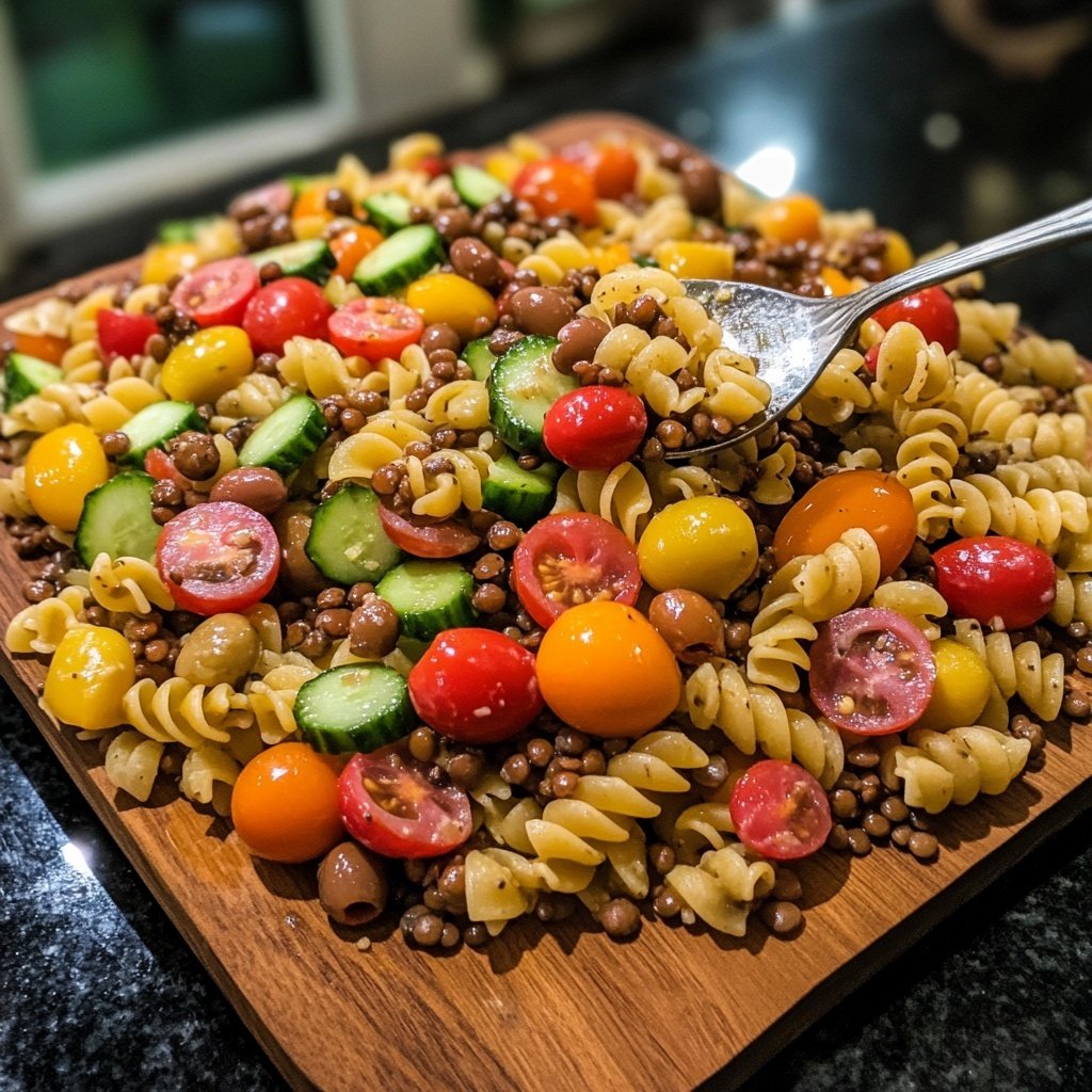 Healthy Lunch Lentil Pasta Salad
