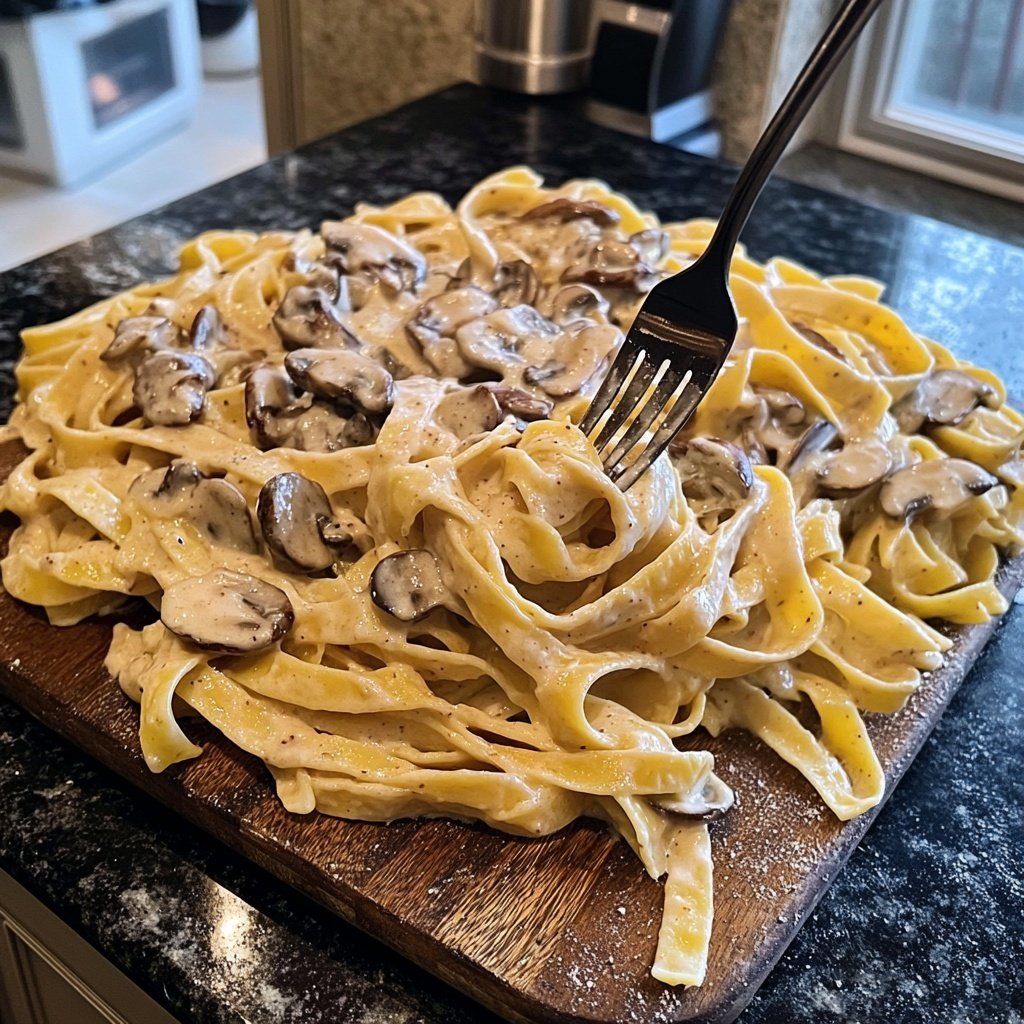 Romantic Creamy Mushroom Tagliatelle