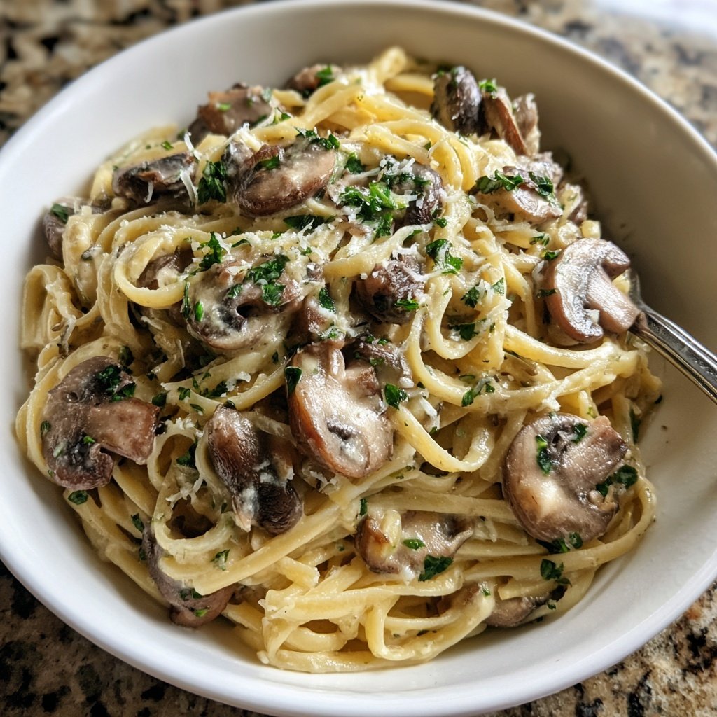 Valentine Dinner Creamy Mushroom Pasta