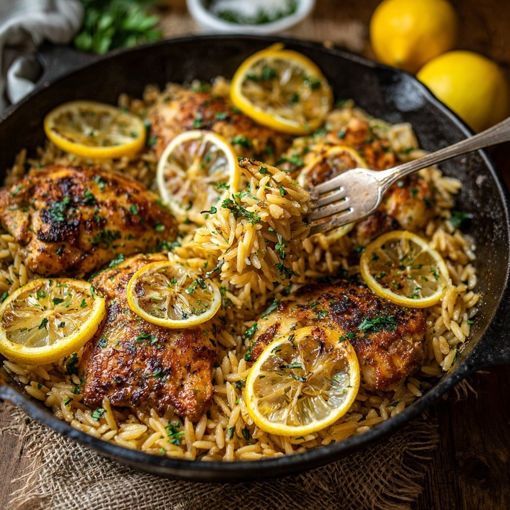 Skillet Lemon Chicken With Orzo