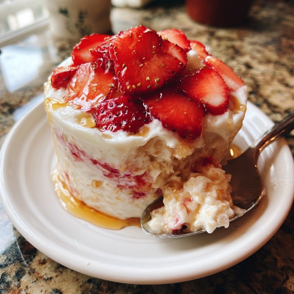 Strawberry Cheesecake Overnight Oats No Bake
