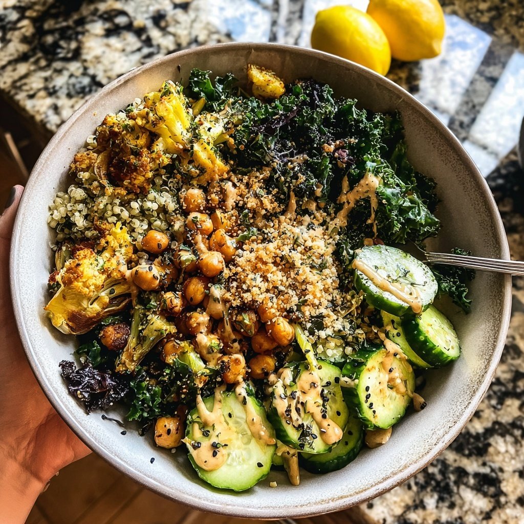 Healthy Dinner Lemon Tahini Veggie Bowl