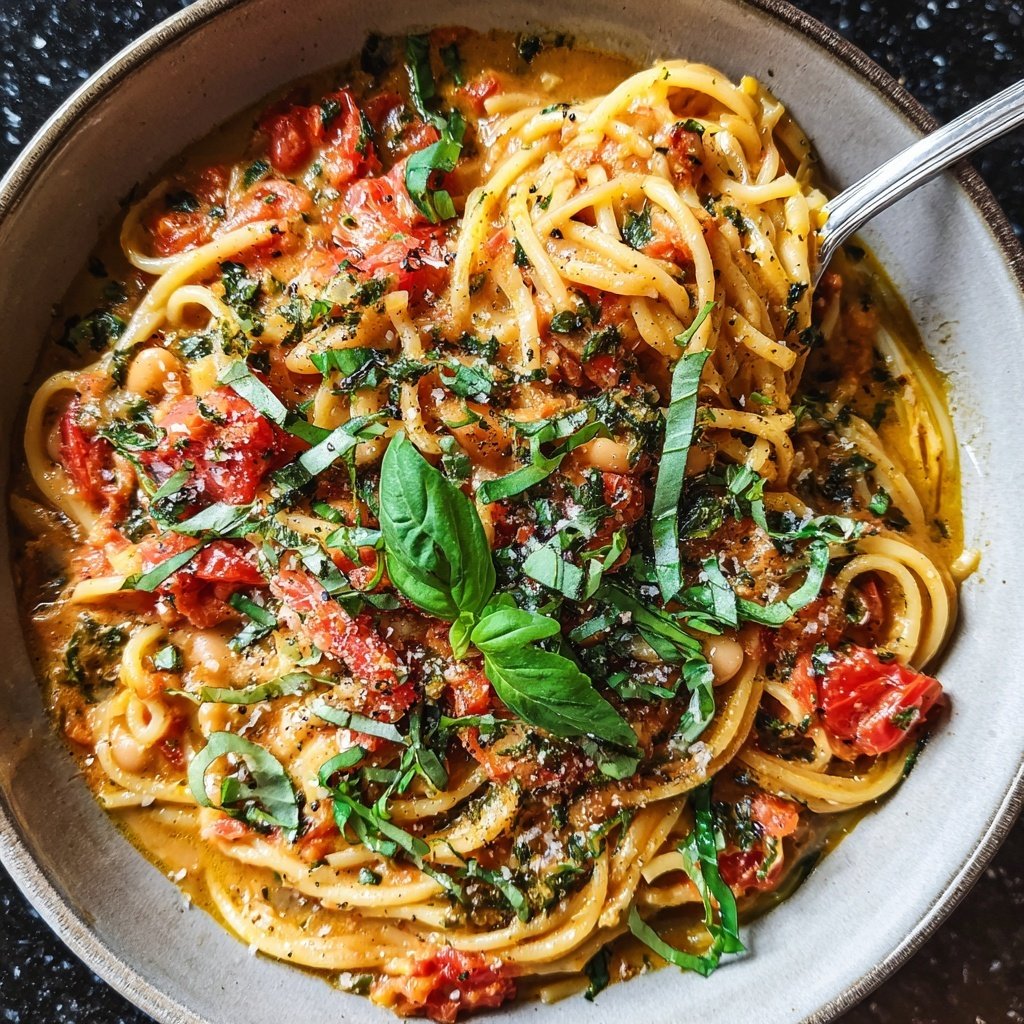 Tomato Basil White Bean Pasta